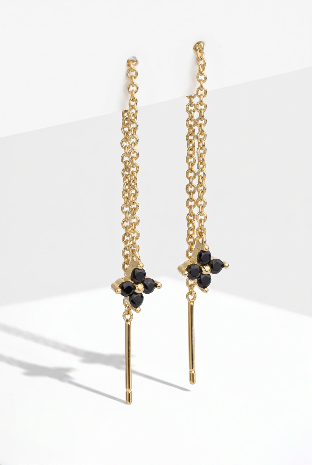 Long Daffodil earrings in 14K gold