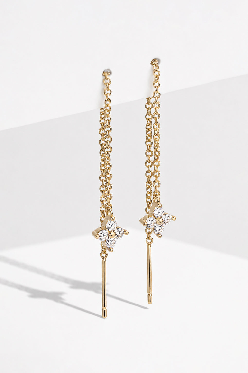 Long Daffodil earrings in 14K gold