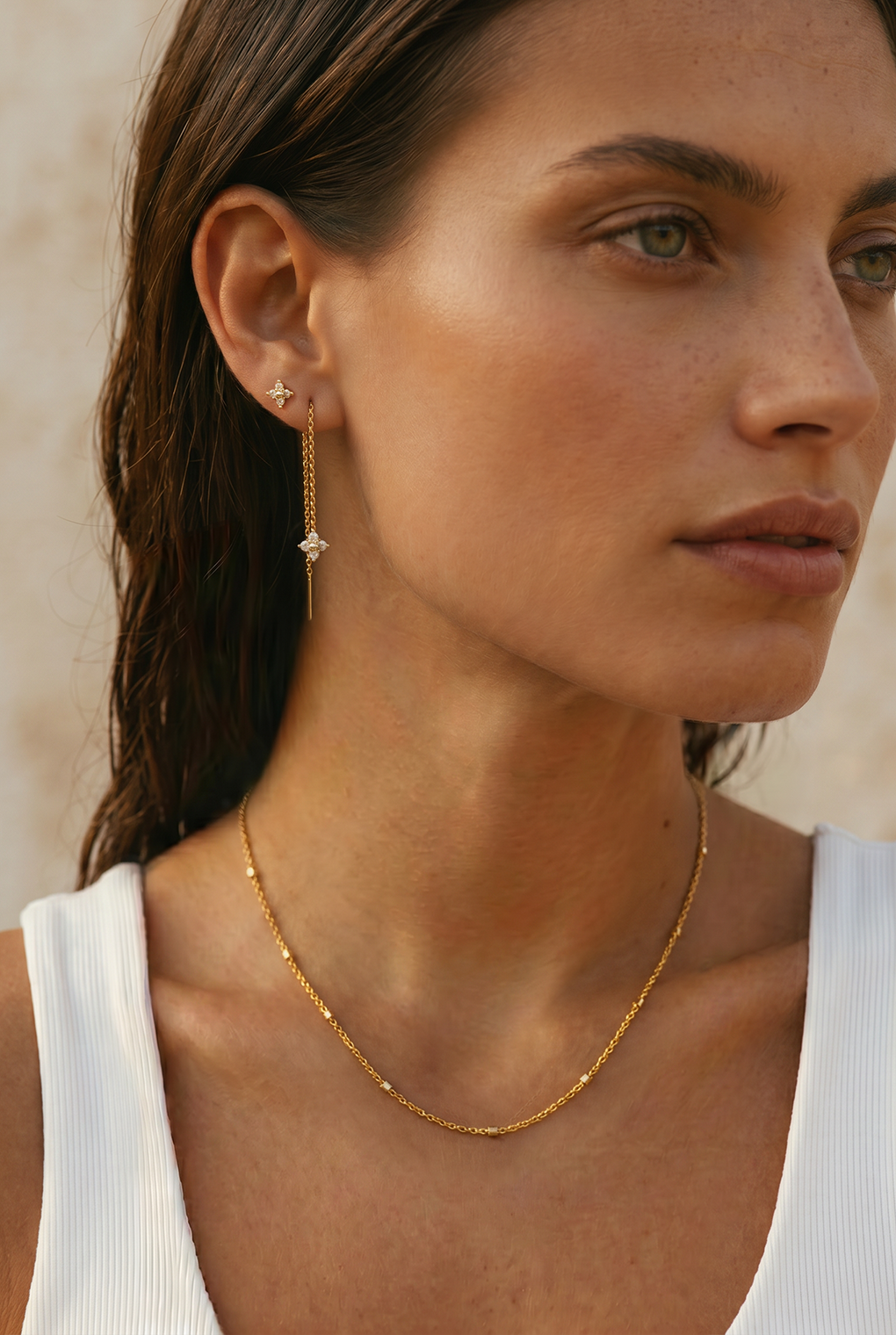 Long Daffodil earrings in 14K gold