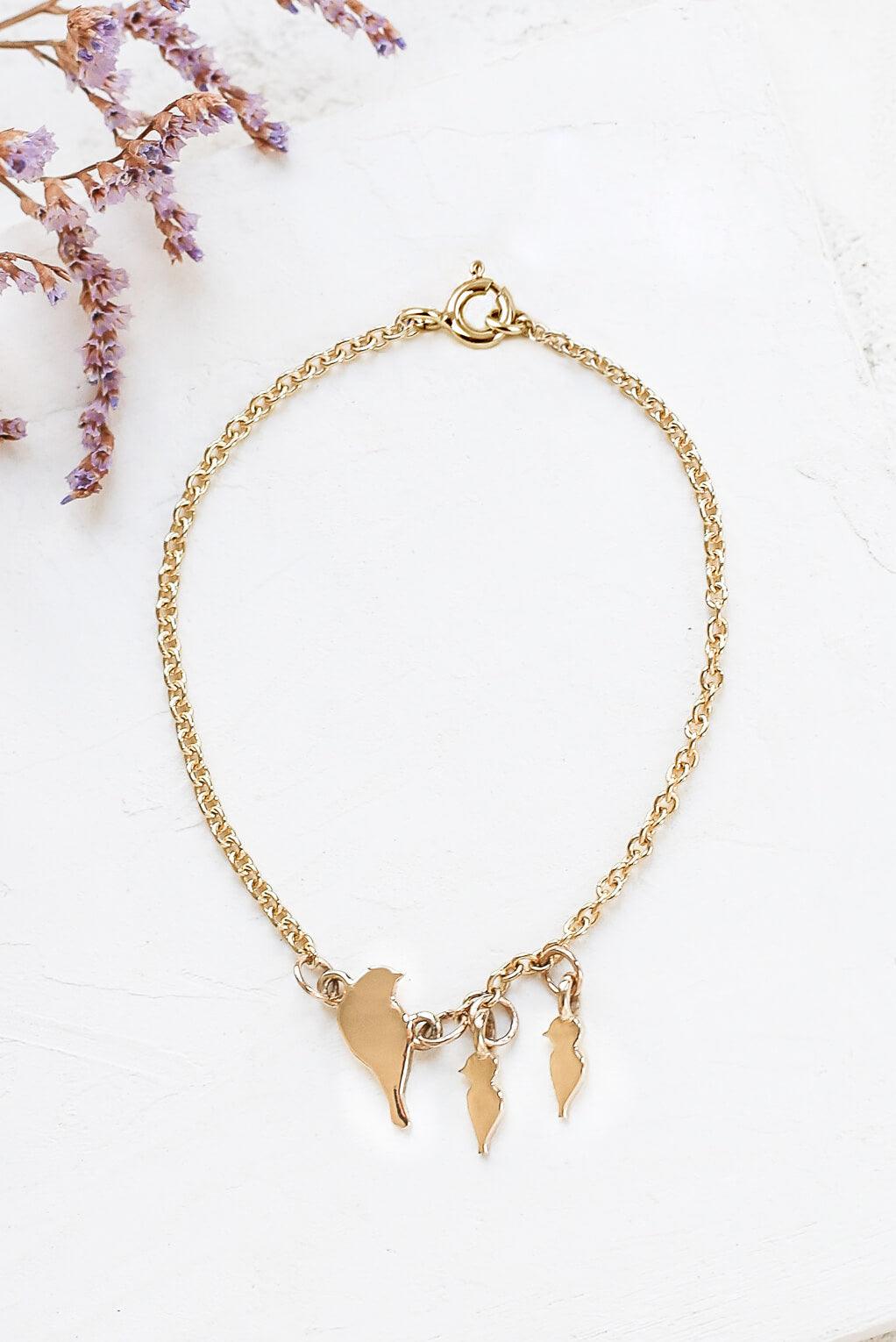 14K Gold Baby Bird Bracelet