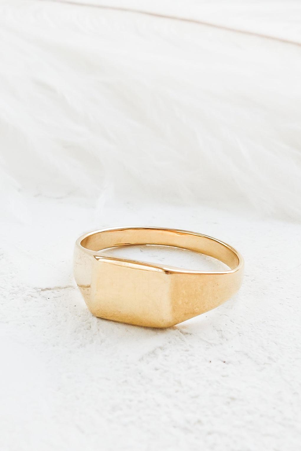 14K Gold SQUARE SIGNET RING