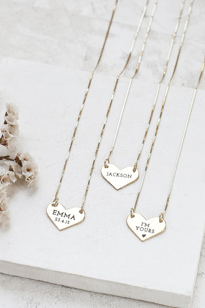 Custom Engraved 14K Gold Heart Necklace