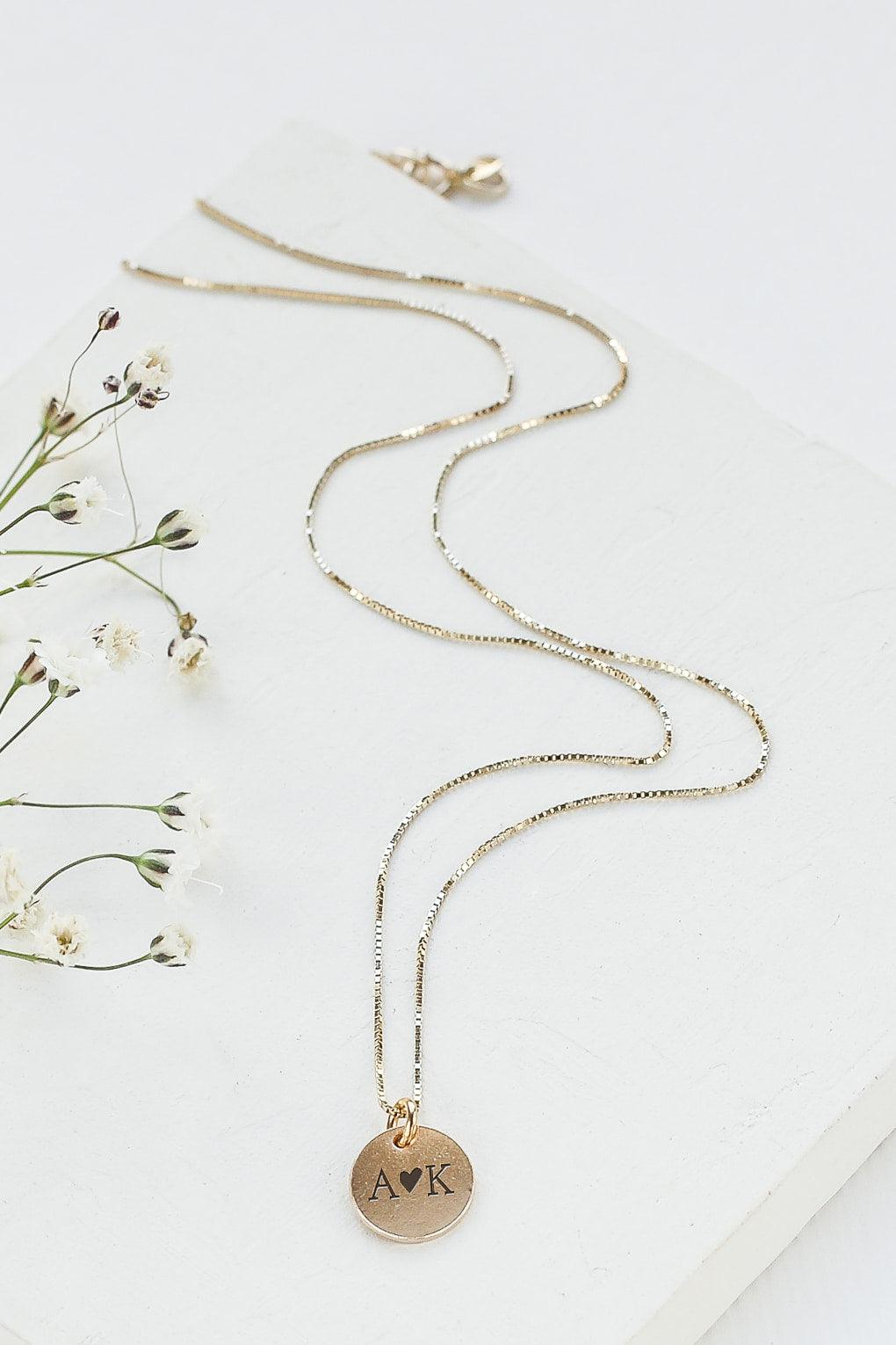 Custom Engraved 14K Gold Disc Necklace