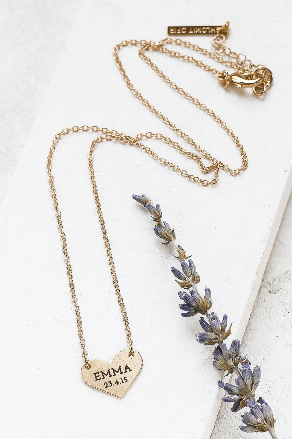 Custom Engraved Wide Heart Necklace