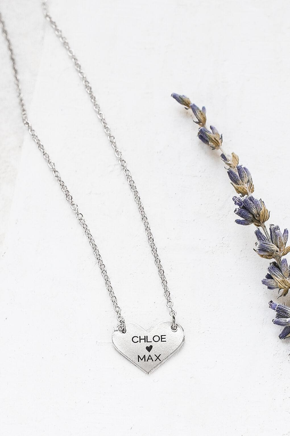 Custom Engraved Wide Heart Necklace