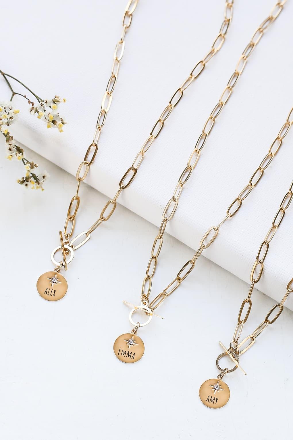 Link Necklace with Custom Engraved Disc