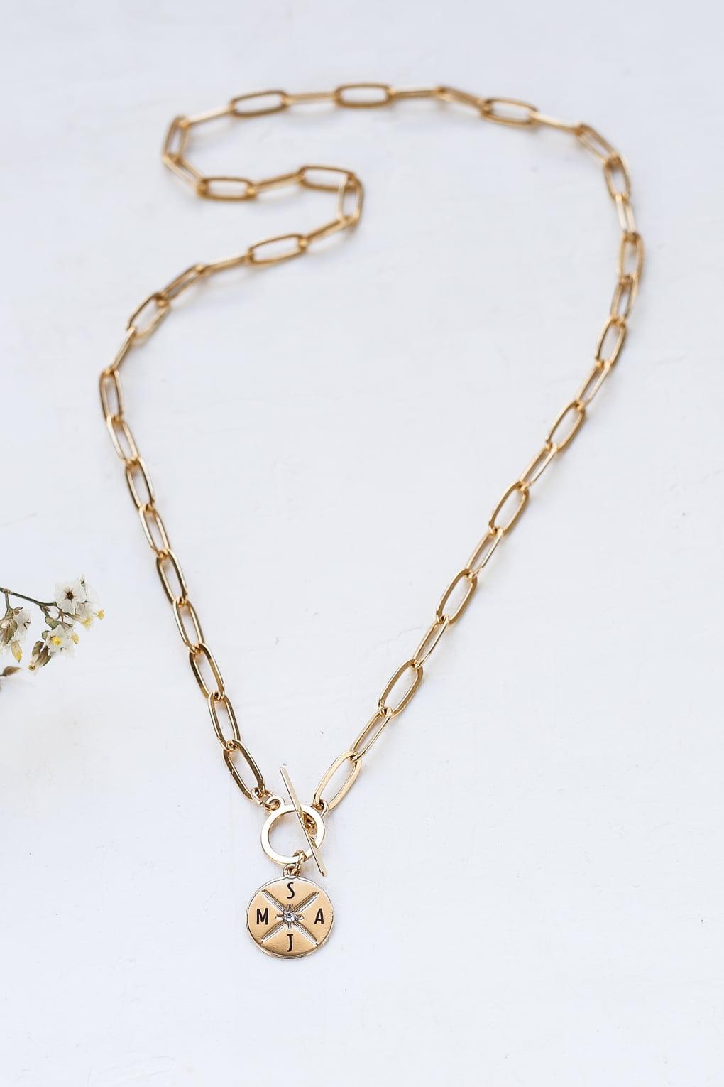 Link Necklace with Custom Engraved Initials