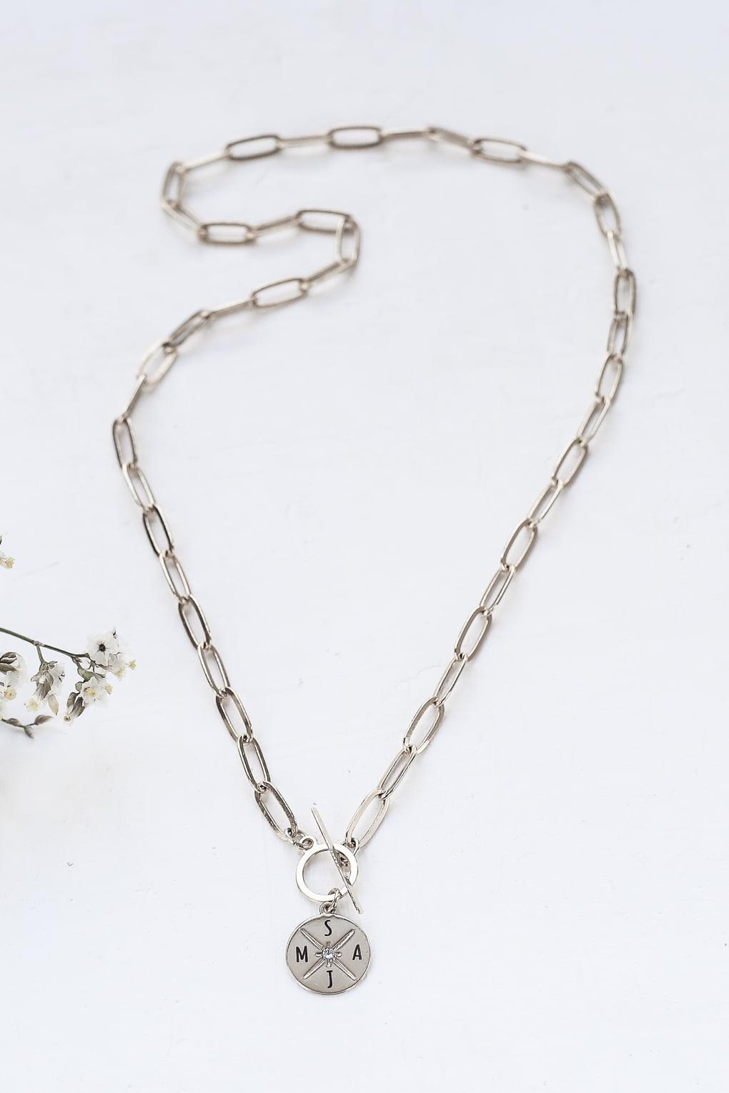 Link Necklace with Custom Engraved Initials