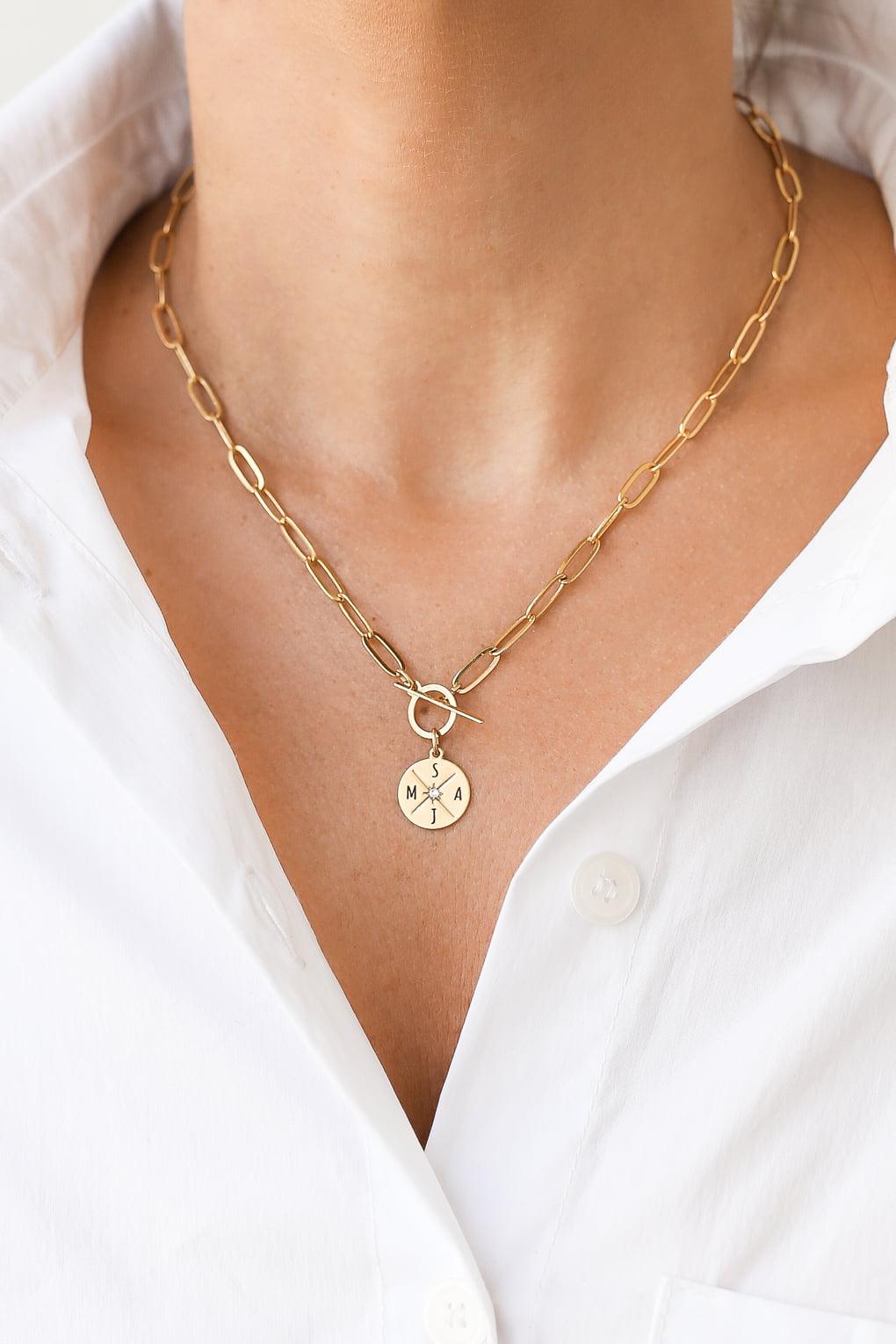 Link Necklace with Custom Engraved Initials