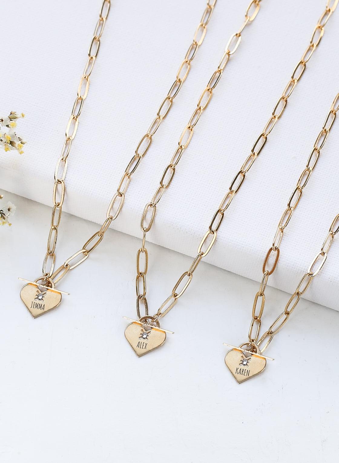 Link Necklace with Custom Engraved Heart