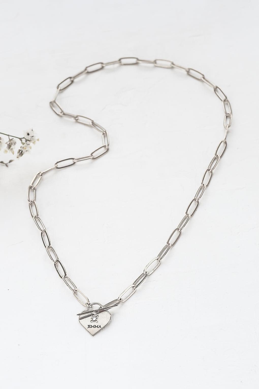 Link Necklace with Custom Engraved Heart