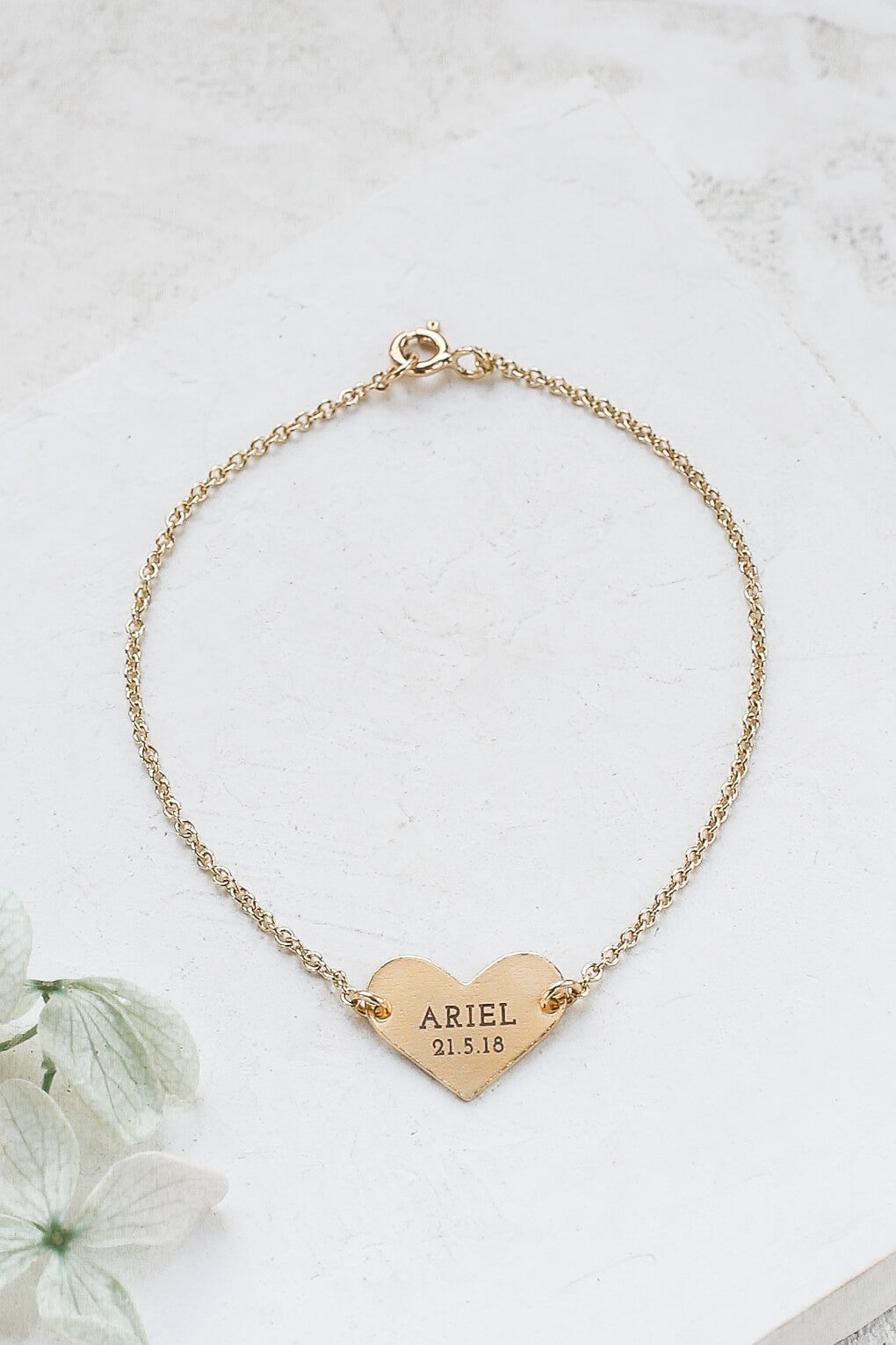 Custom Engraved 14K Gold Heart Bracelet – Shlomit Ofir