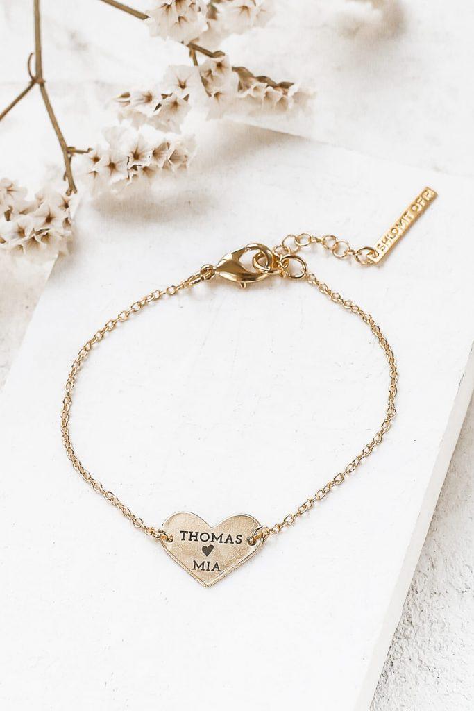 Custom Engraved Wide Heart Bracelet