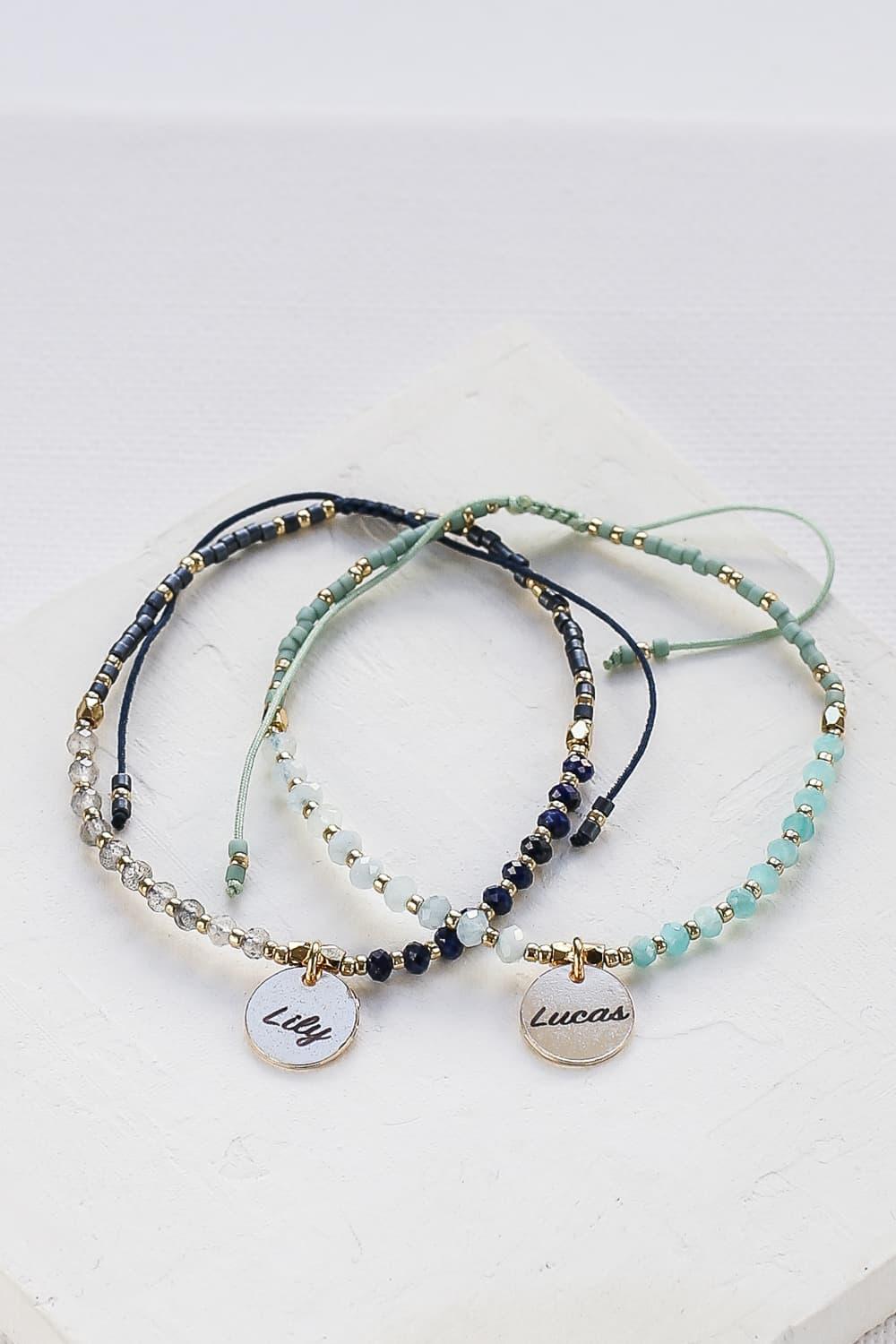 Custom Engraved Stones Bracelet