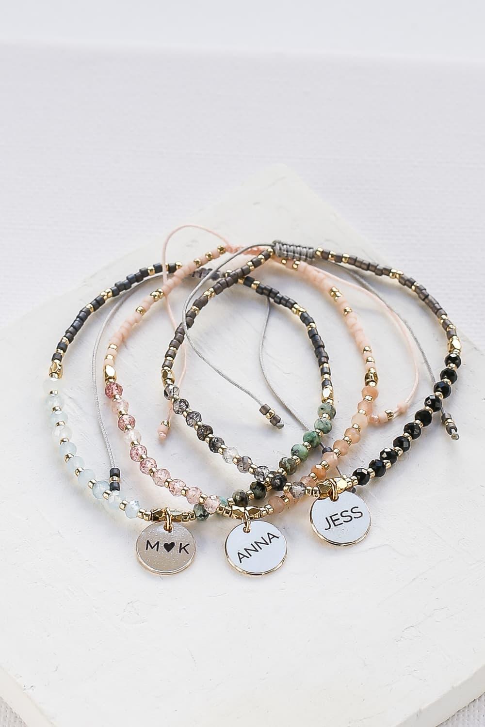 Custom Engraved Stones Bracelet