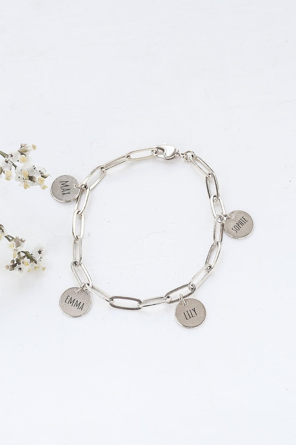 Link Bracelet with Custom Engraved Discs