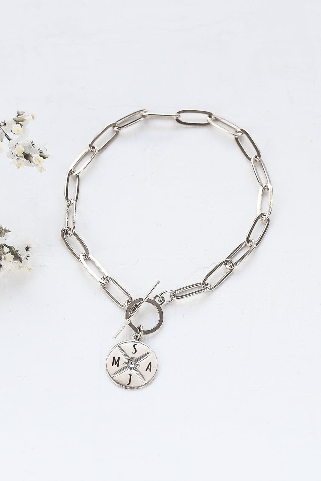 Link Bracelet with Custom Engraved Initials