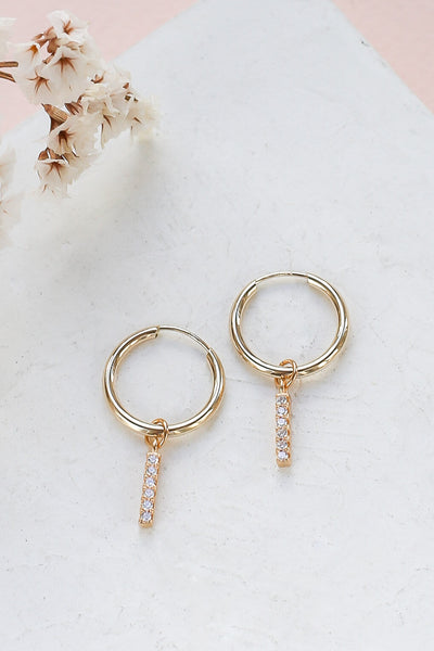 Gemma Hoop Earrings with Three Pendants Set in 14K Gold