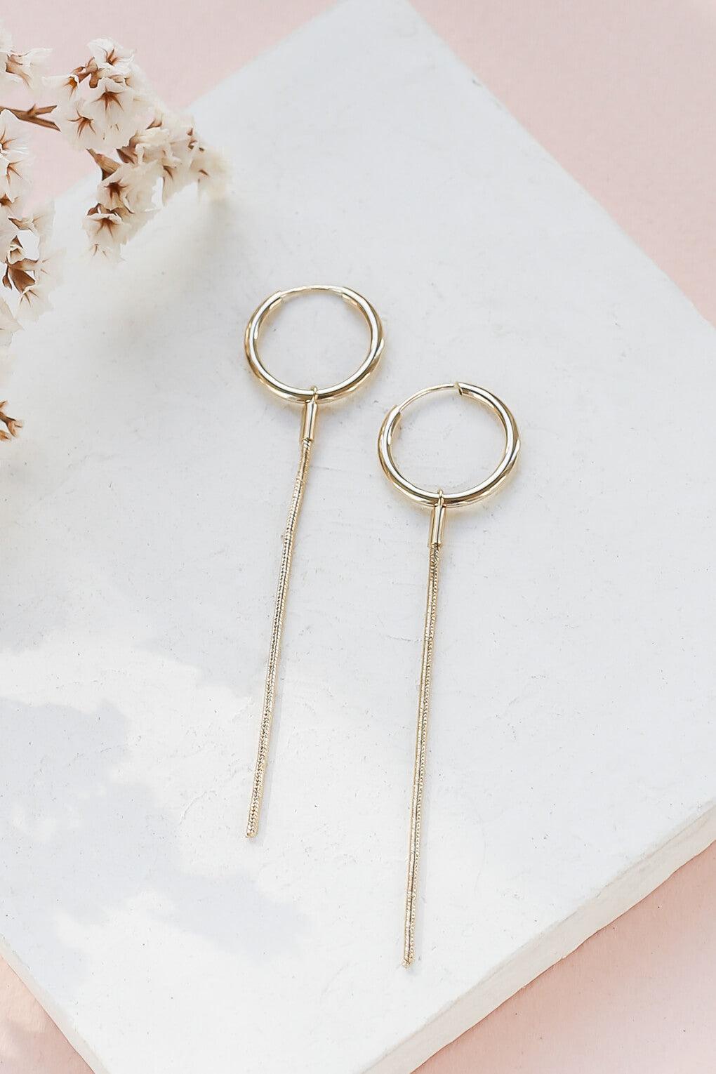 Gemma Hoop Earrings with Three Pendants Set in 14K Gold