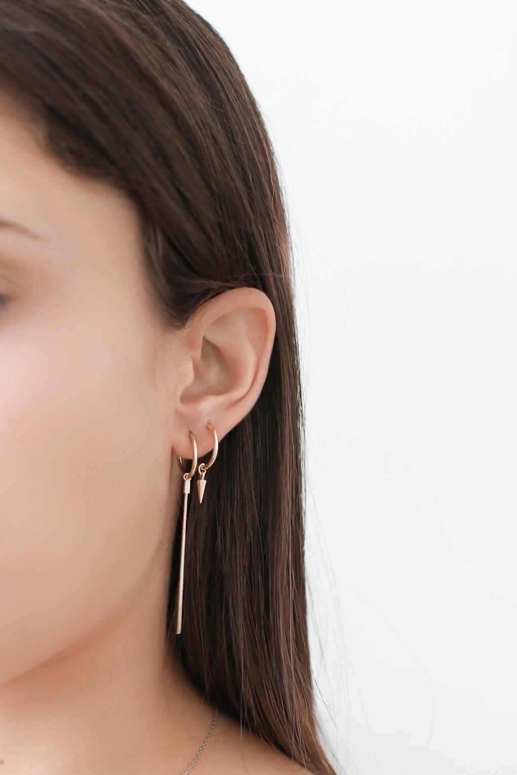 Gemma Hoop Earrings with Three Pendants Set in 14K Gold