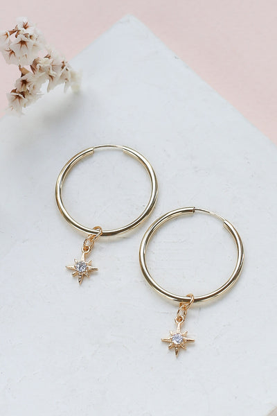 Daphne Hoop Earrings with Three Pendants Set in 14K Gold