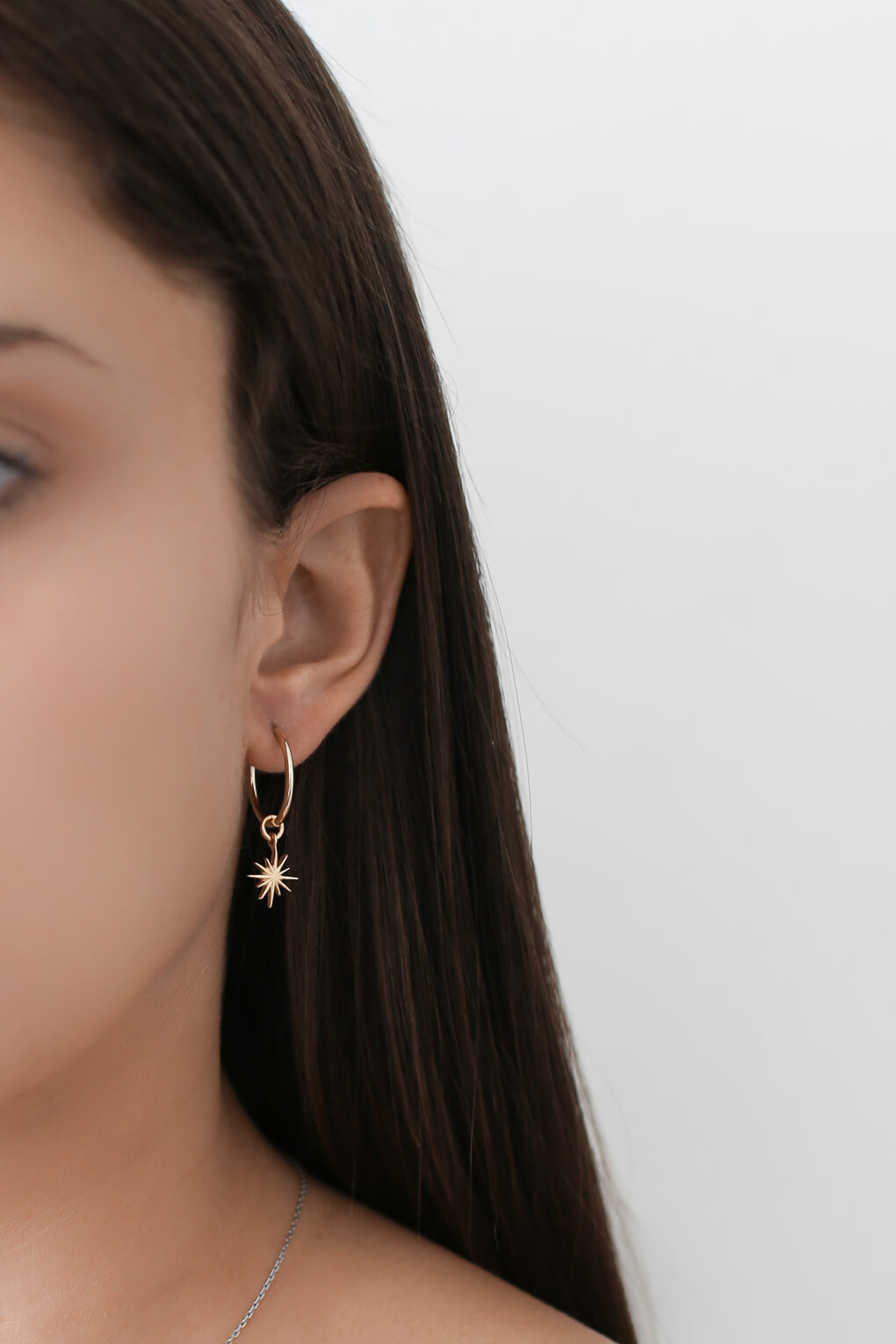 Scott Hoop Earrings with Three Pendants Set in 14K Gold