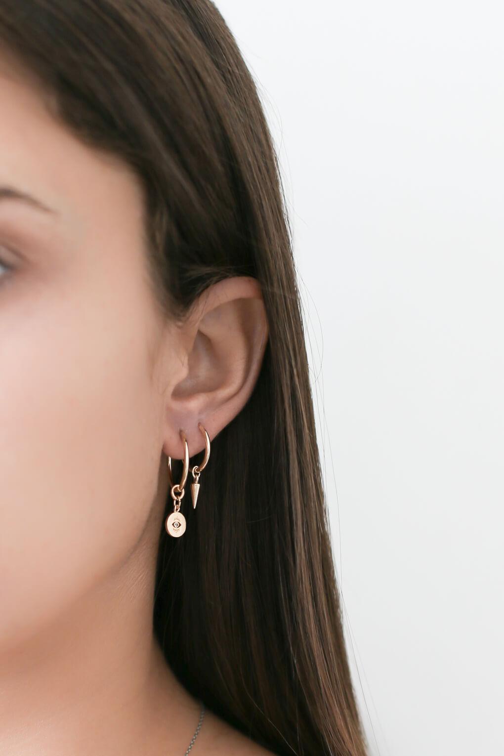 Scott Hoop Earrings with Three Pendants Set in 14K Gold