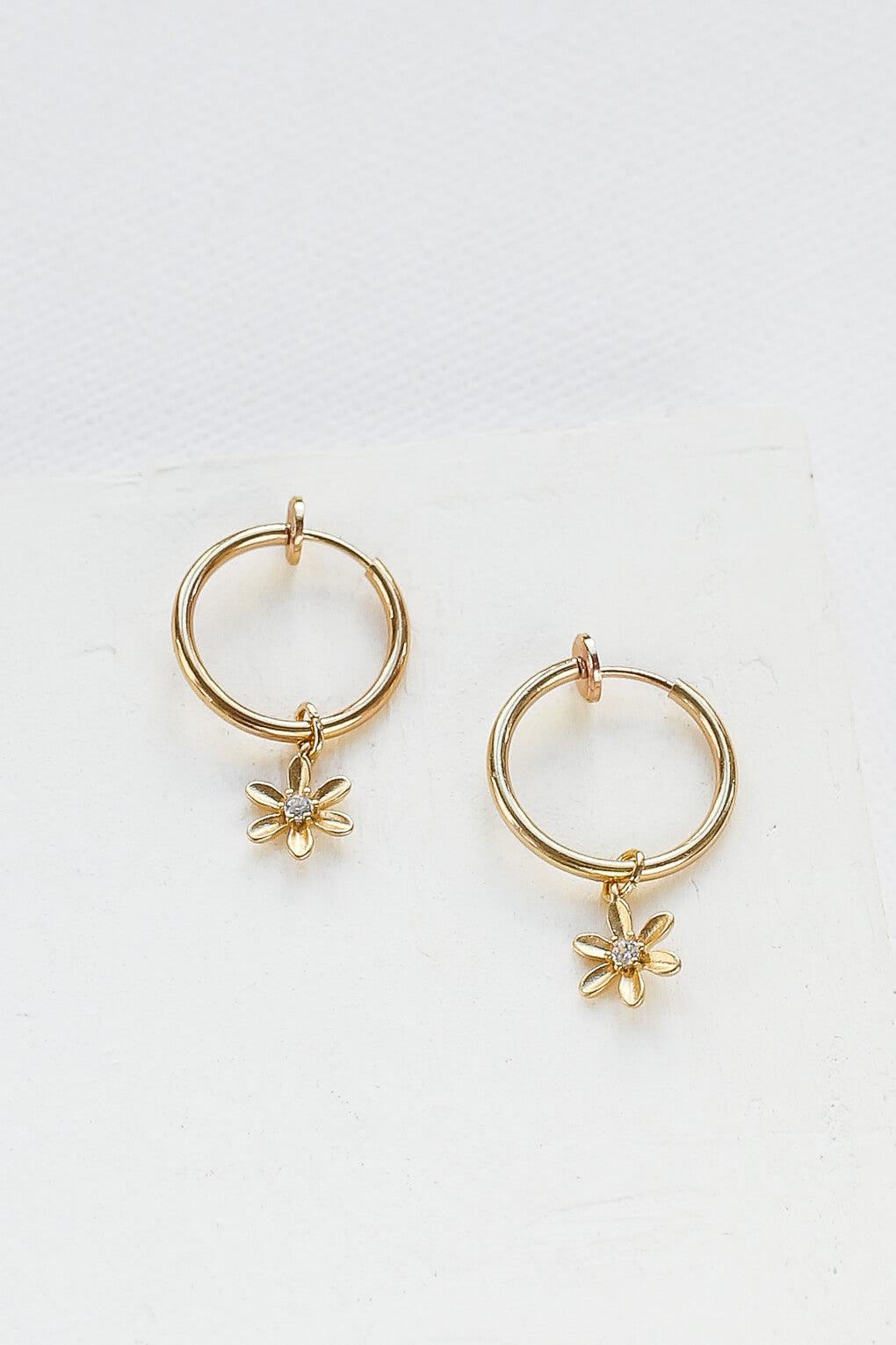 Daisy Clip-On Hoop Earrings