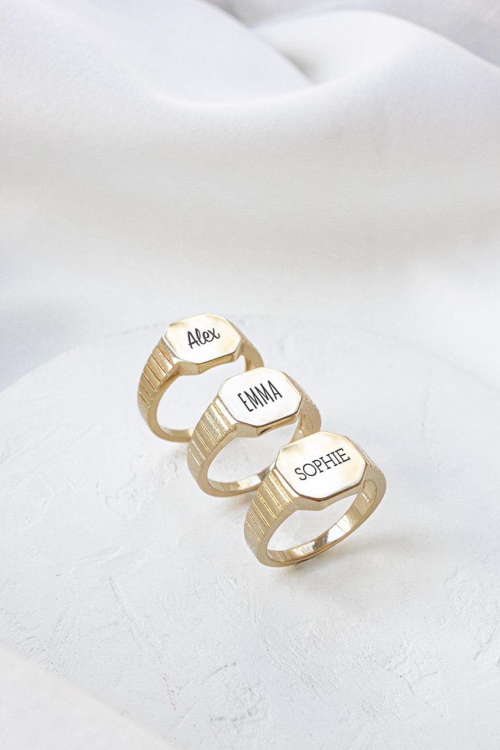 Custom Engraved Striped Ring