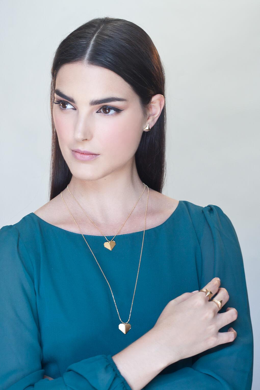 Long Origami Heart Necklace