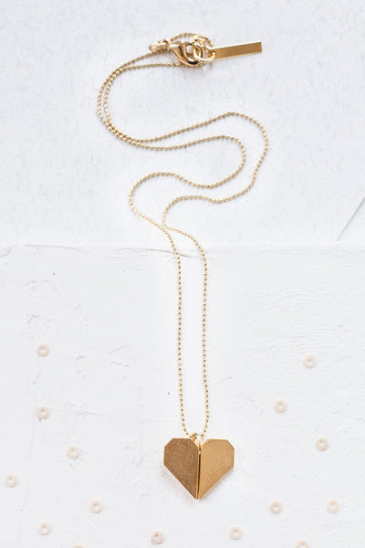 Long Origami Heart Necklace