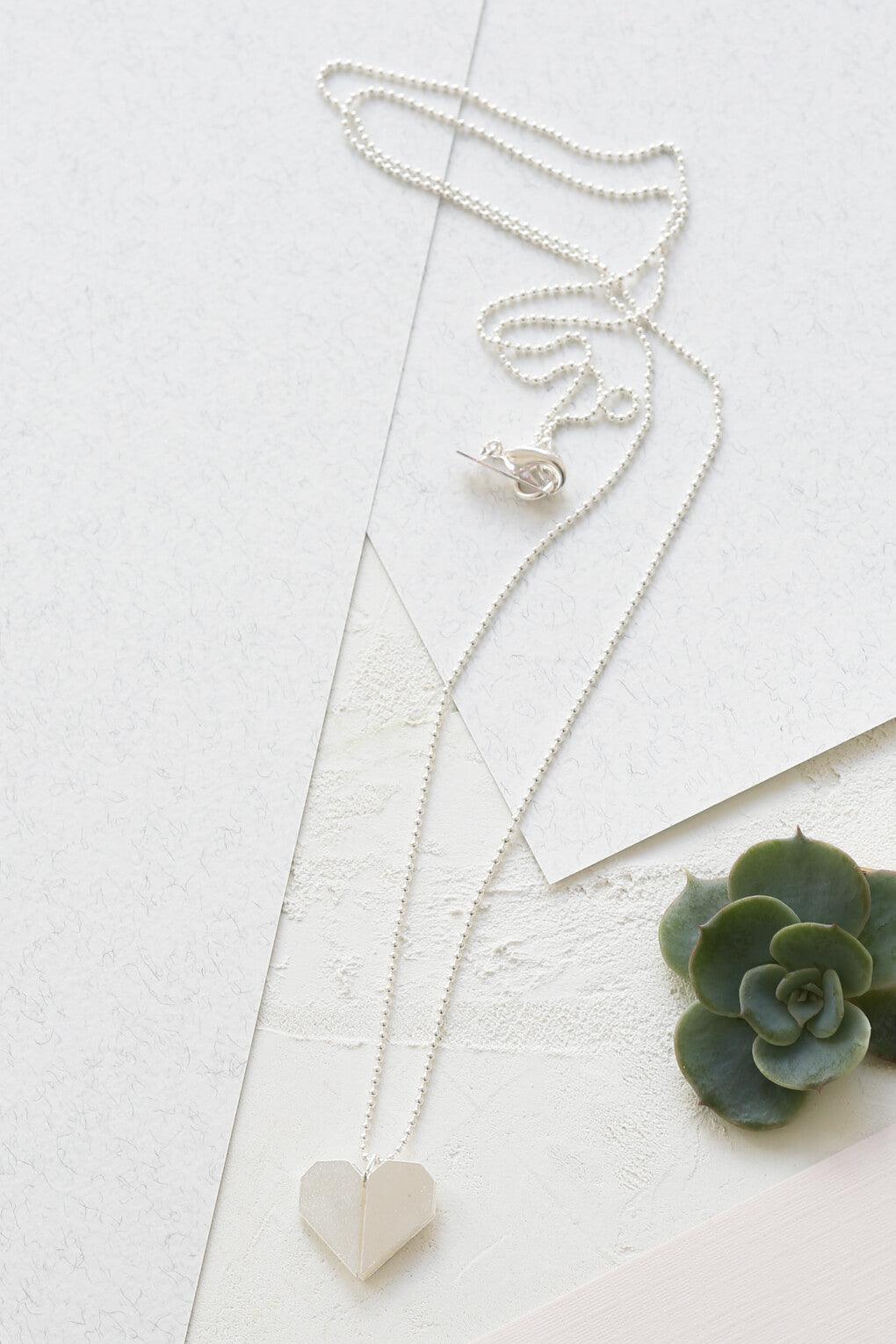 Long Origami Heart Necklace