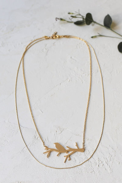 Bird on Branch Necklace- Large