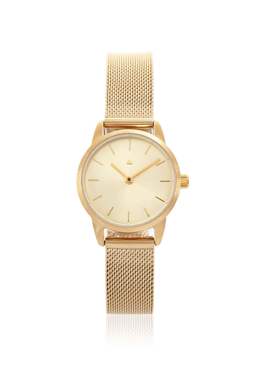 25 mm watch with a golden mesh strap