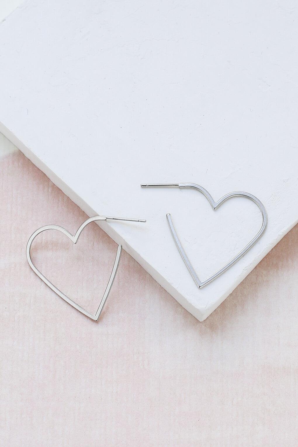 Large Heart Contour Earrings