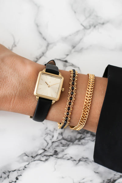 Rectangle watch in gold