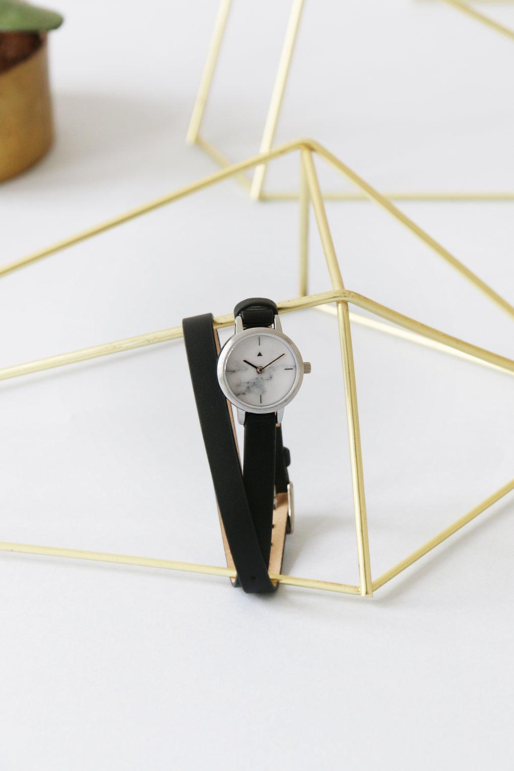 22 mm silver watch in marble