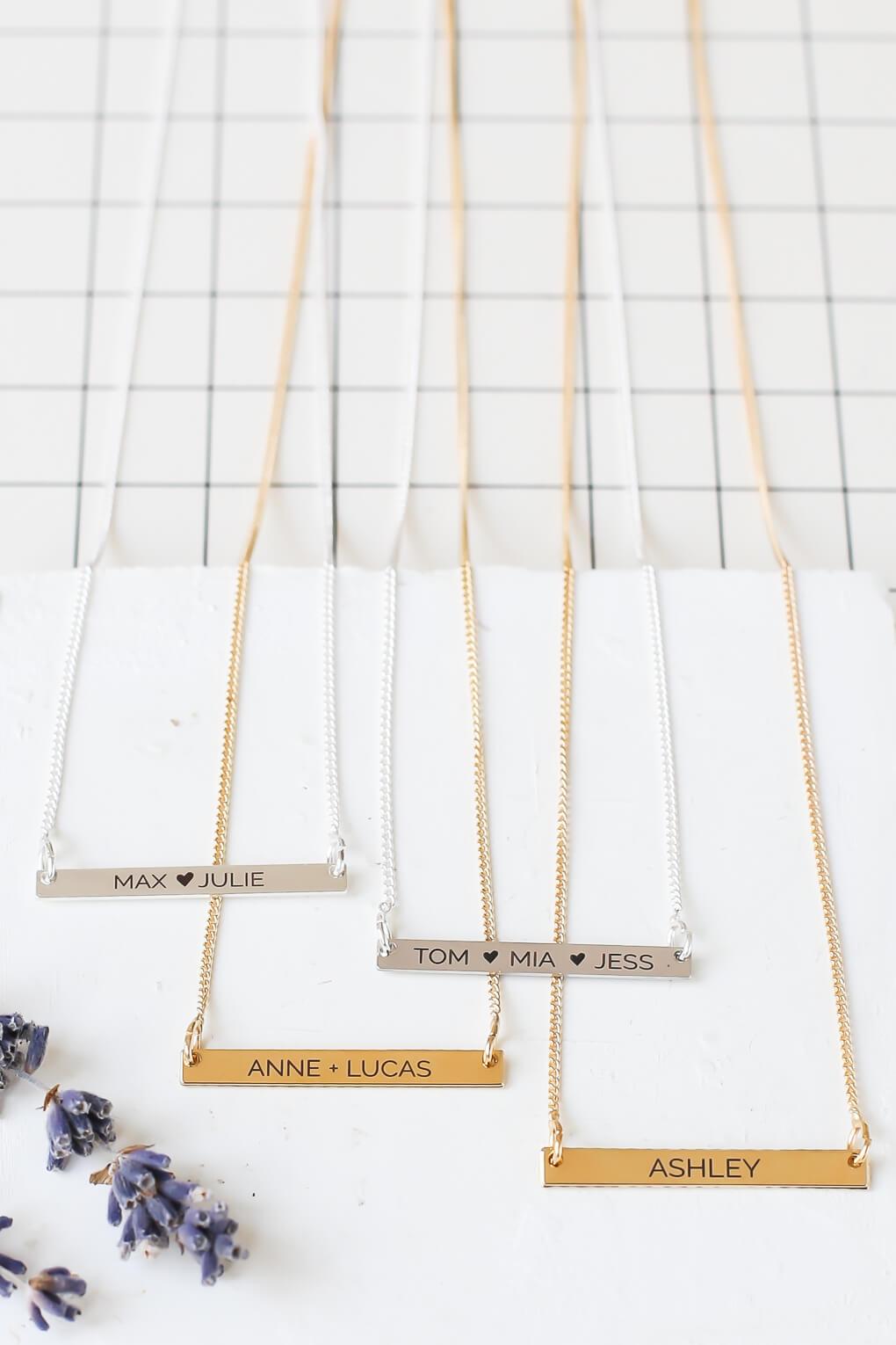 Custom Engraving Bar Necklace