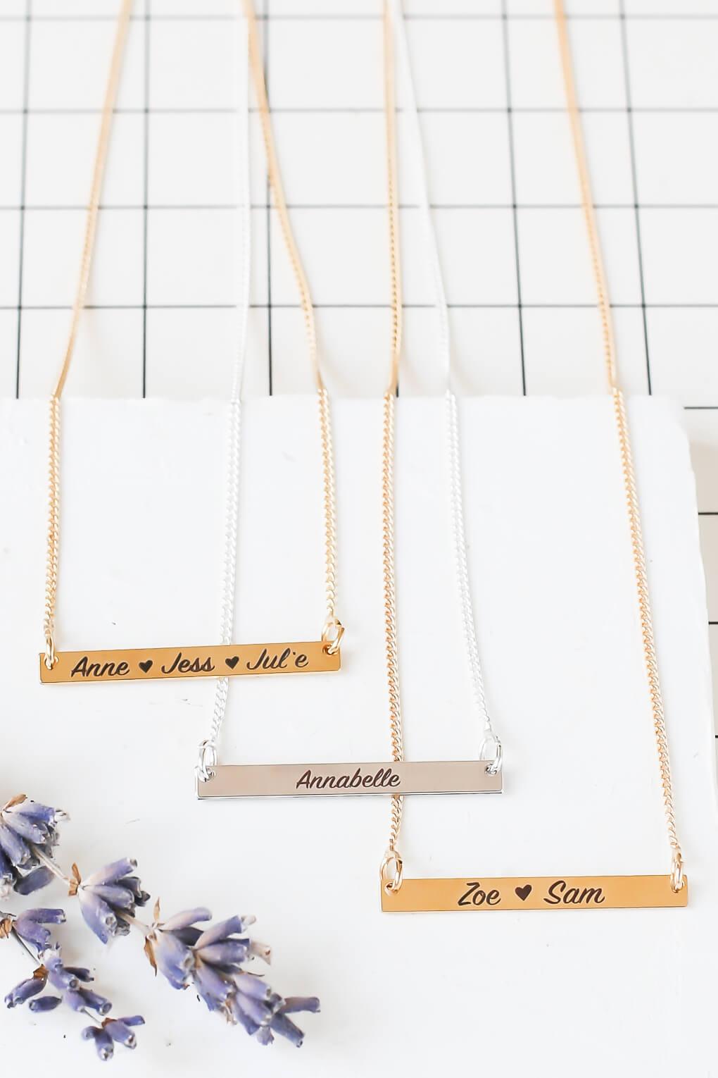 Custom Engraving Bar Necklace