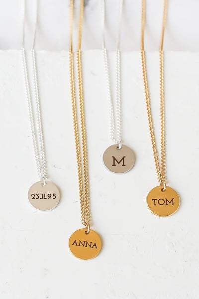Custom Engraved Tiny Disc Necklace
