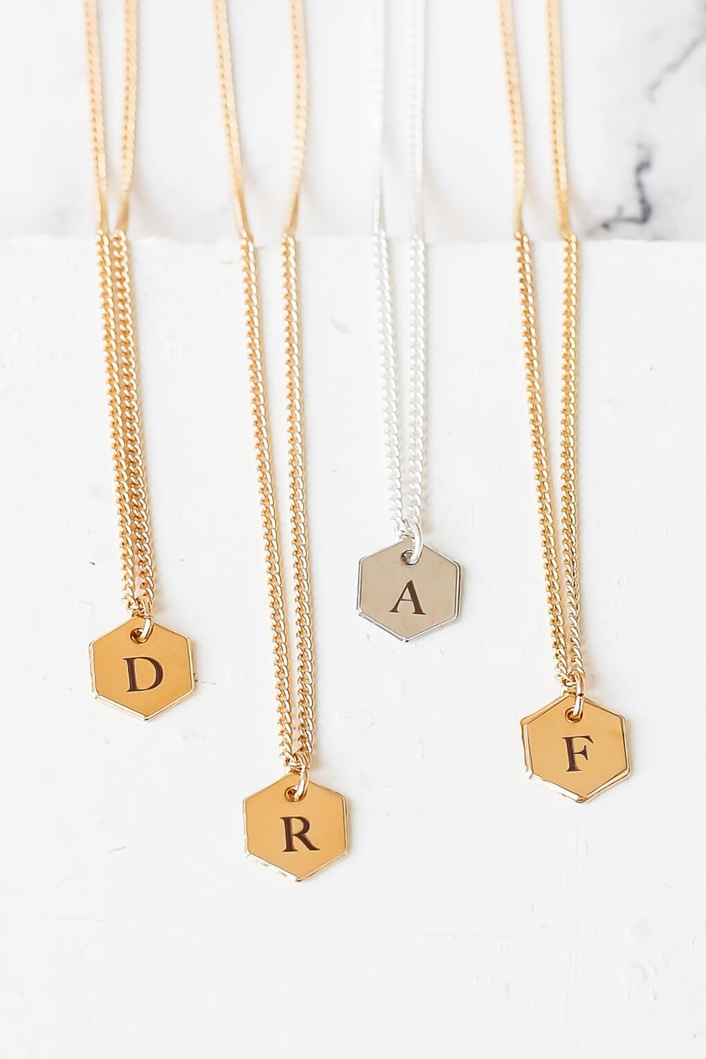 Custom Engraved Hexagon Necklace