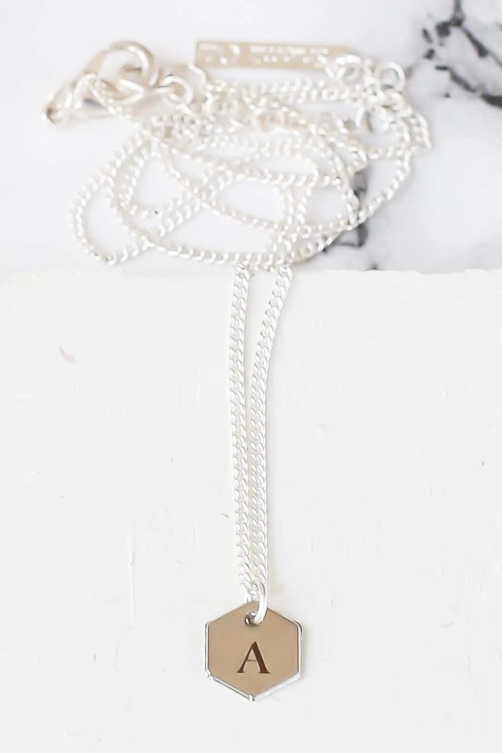 Custom Engraved Hexagon Necklace