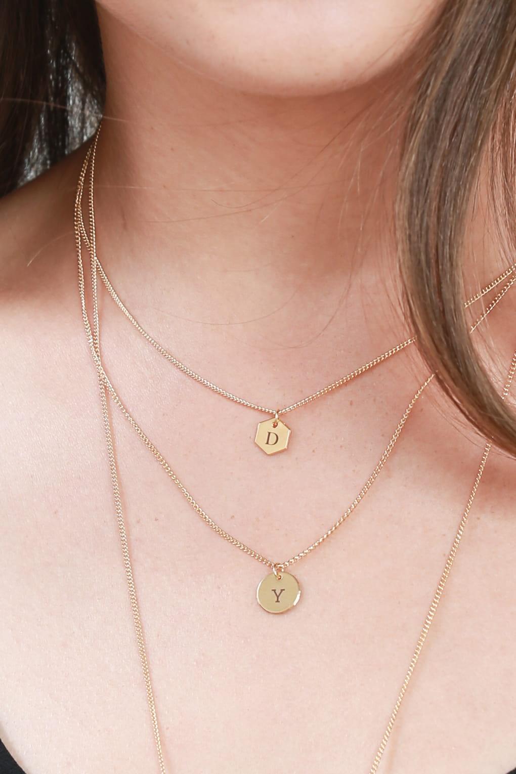Custom Engraved 14K Gold Disc Necklace