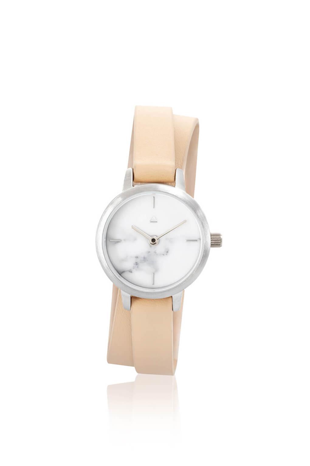 22 mm silver watch in marble