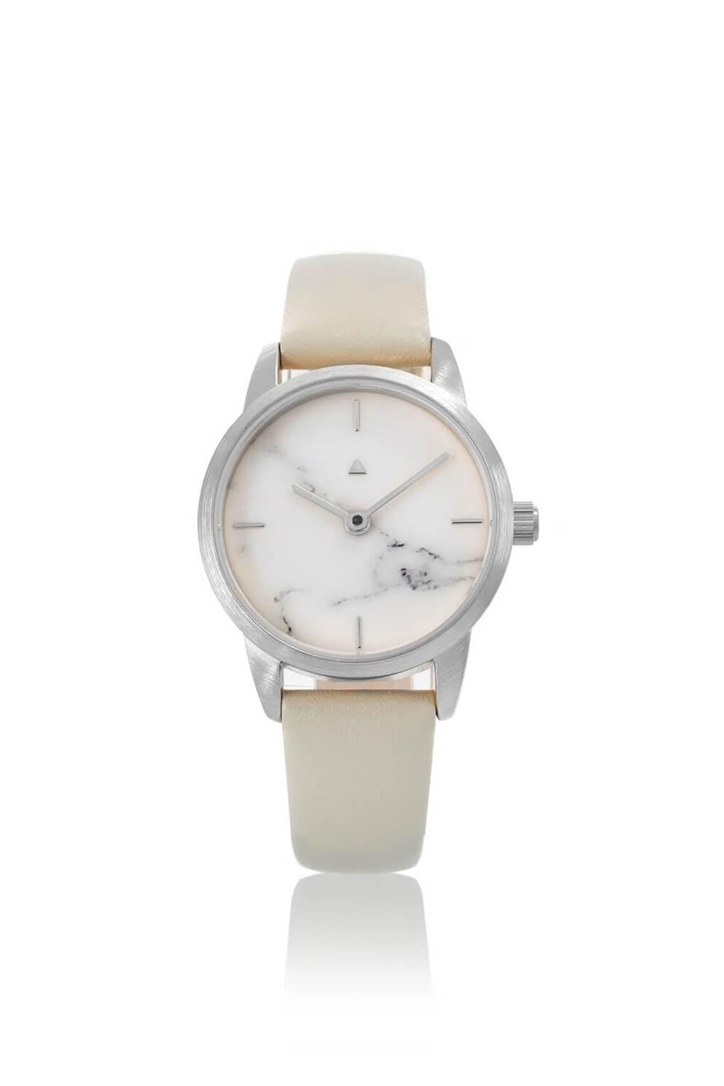 25 mm silver watch in marble