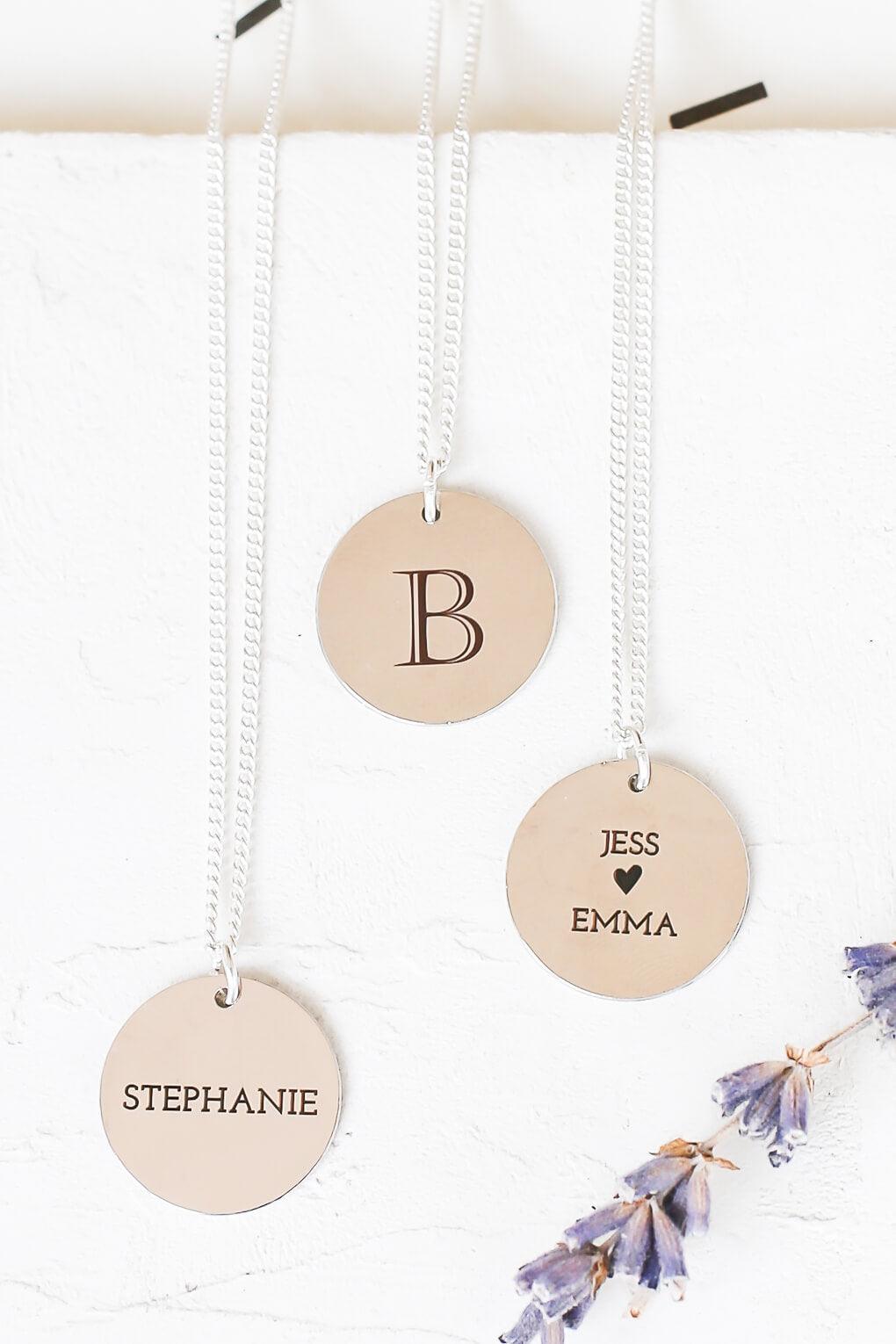 Long Custom Engraving Disc Necklace