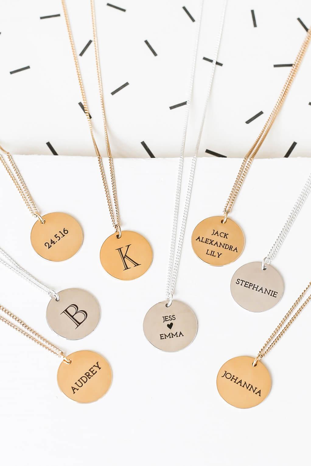 Long Custom Engraving Disc Necklace