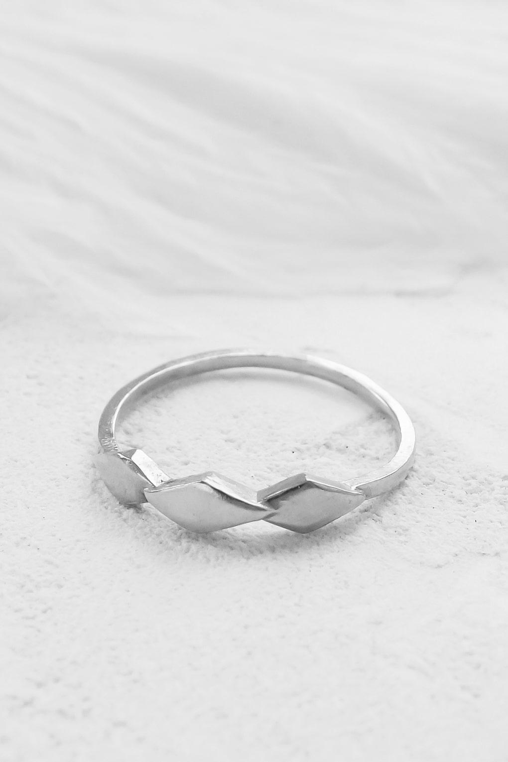 14K Gold Triple Rhombus Ring