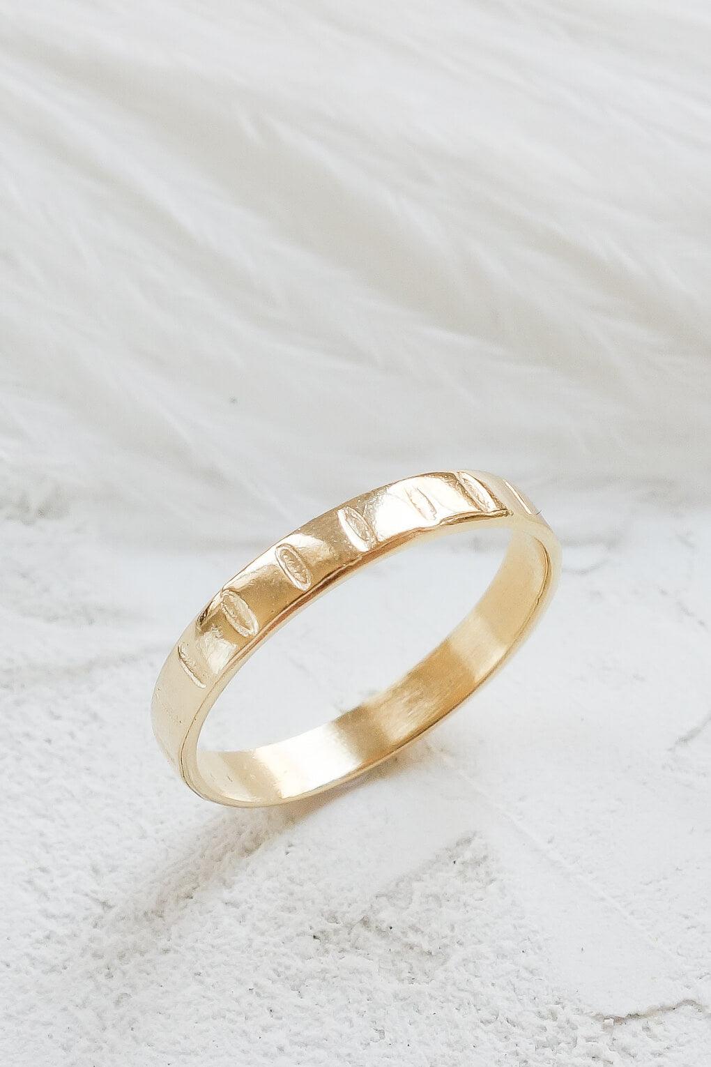 14K Gold Notch Ring
