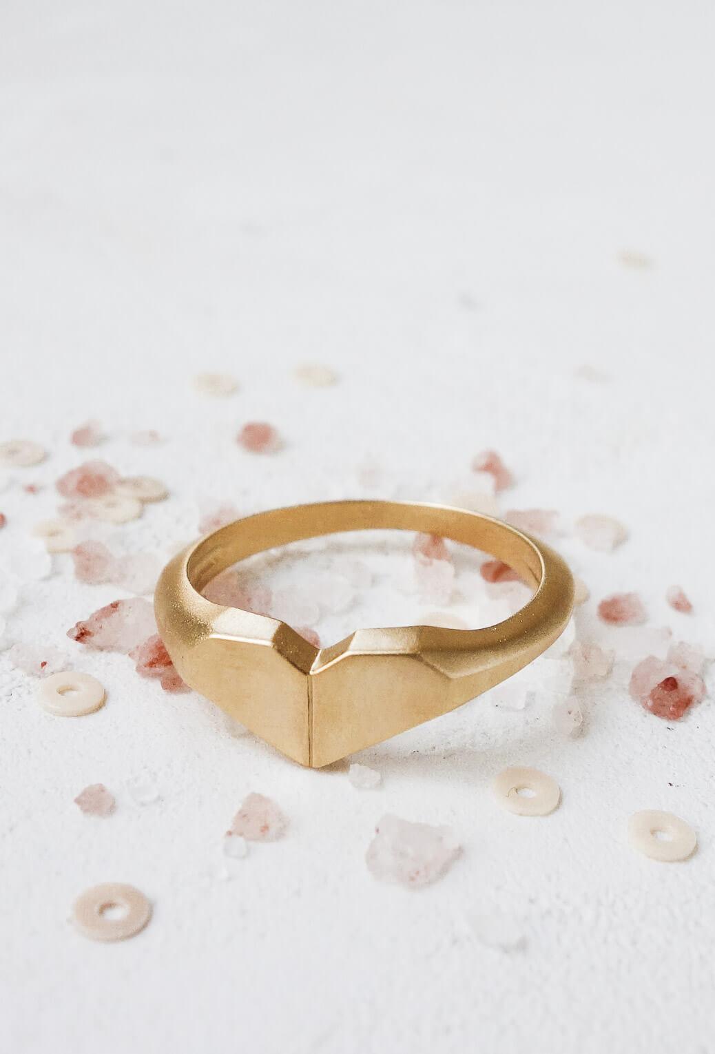 14K Gold ORIGAMI HEART RING